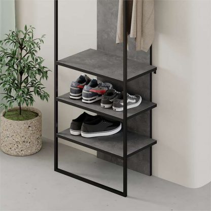 Decortie Modern Archy Hall Stand Coat Rack with Shoe Storage 180cm High Retro Grey - Image 7