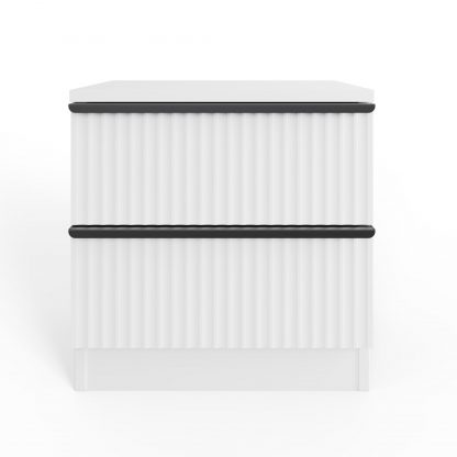 Lania 2 Drawer Bedside Table Nightstand - Matt White - Image 6