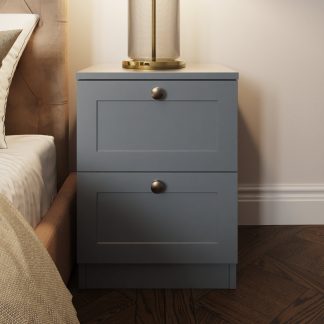 Artus 2 Drawer Bedside Table Nightstand - Matt Grey