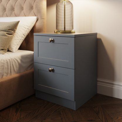 Artus 2 Drawer Bedside Table Nightstand - Matt Grey - Image 4