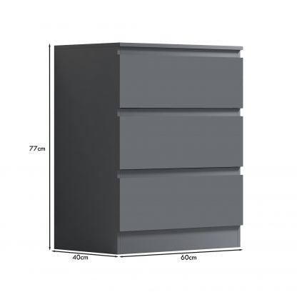 Carlton 3 Drawer Chest - Matt Dark Grey - Image 4