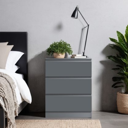 Carlton 3 Drawer Chest - Matt Dark Grey - Image 6