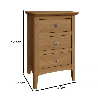 Hudson Solid Ash 3 Drawer Bedside - Image 2