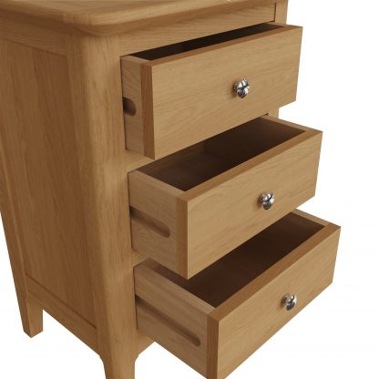 Hudson Solid Ash 3 Drawer Bedside - Image 6
