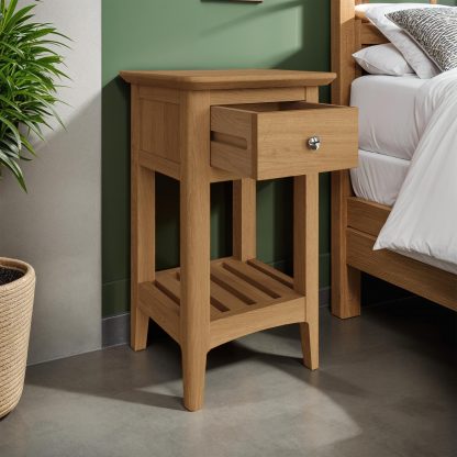 Hudson Solid Ash 1 Drawer Slim Bedside - Image 3