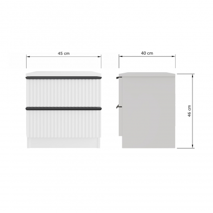 Lania 2 Drawer Bedside Table Nightstand - Matt White - Image 2