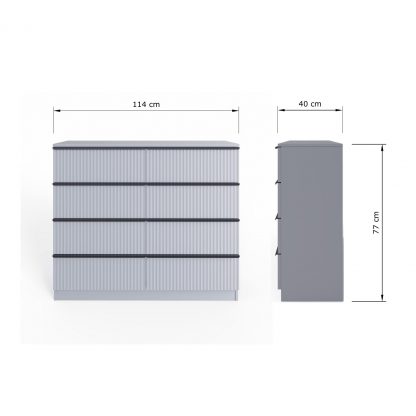 Lania 8 Drawer Chest Of Drawers - Matt Grey Ripple Effect - Image 2