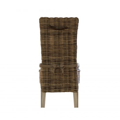 Maya Pair Of Handmade Kubu Rattan Limewash Dining Chairs - Image 4