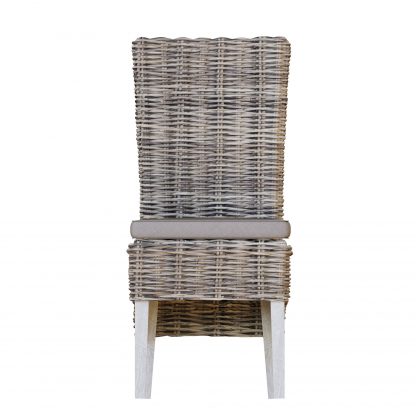 Maya Pair Of Handmade Kubu Rattan Limewash Dining Chairs - Image 5