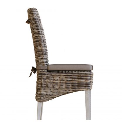 Maya Pair Of Handmade Kubu Rattan Limewash Dining Chairs - Image 6