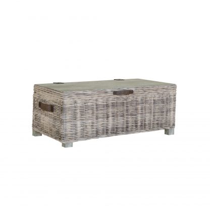Maya Kubu Rattan Storage Coffee Table Limewash - Image 5