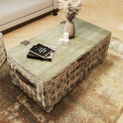 Maya Kubu Rattan Storage Coffee Table Limewash - Image 3