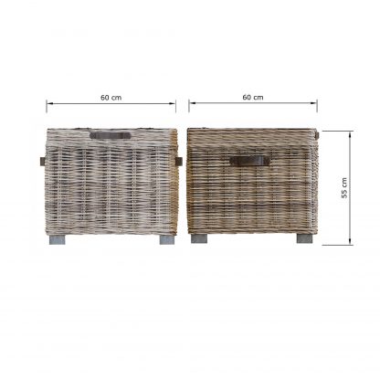 Maya Kubu Rattan Storage Side Table Limewash - Image 2
