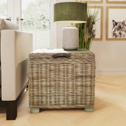 Maya Kubu Rattan Storage Side Table Limewash - Image 4