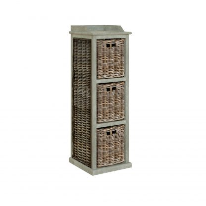Maya Kubu Rattan 3 Basket Storage Unit Limewash - Image 7