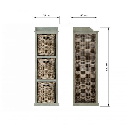 Maya Kubu Rattan 3 Basket Storage Unit Limewash - Image 2