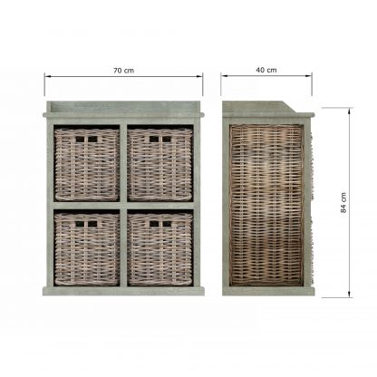Maya Kubu Rattan 2 Over 2 Basket Storage Unit Limewash - Image 2