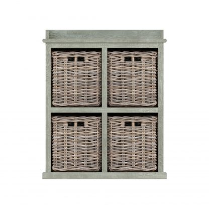 Maya Kubu Rattan 2 Over 2 Basket Storage Unit Limewash - Image 5