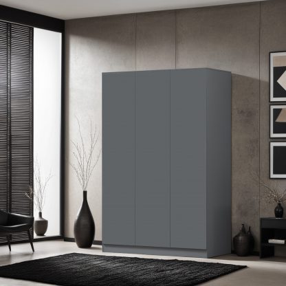 Stora 3 Door Wardrobe Matt Dark Grey - Image 5