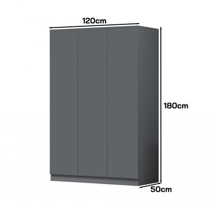 Stora 3 Door Wardrobe Matt Dark Grey - Image 2