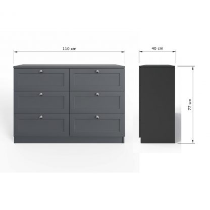 Artus 6 Drawer Chest Of Drawers - Matt Grey - Image 2