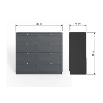Artus 8 Drawer Chest Of Drawers - Matt Grey - Image 2