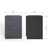 Artus 2 Drawer Bedside Table Nightstand - Matt Grey - Image 2