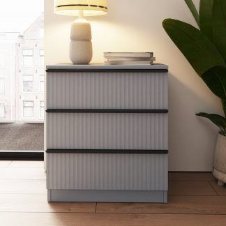 Lania 3 Drawer Chest Of Drawers - Matt Grey Ripple Effect