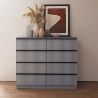 Lania 8 Drawer Chest Of Drawers - Matt Grey Ripple Effect