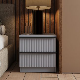 Lania 2 Drawer Bedside Table Nightstand - Matt Grey