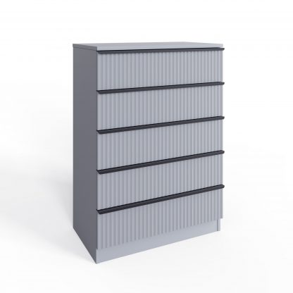Lania 5 Drawer Chest Of Drawers - Matt Grey Ripple Effect - Image 6