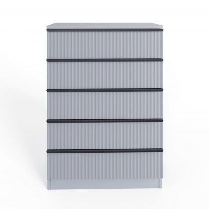 Lania 5 Drawer Chest Of Drawers - Matt Grey Ripple Effect - Image 5