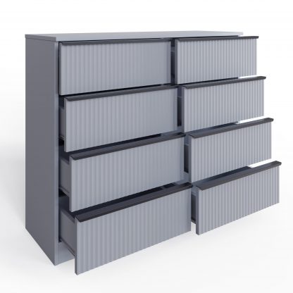 Lania 8 Drawer Chest Of Drawers - Matt Grey Ripple Effect - Image 3