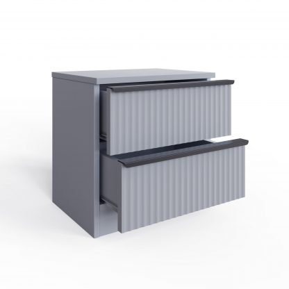 Lania 2 Drawer Bedside Table Nightstand - Matt Grey - Image 3