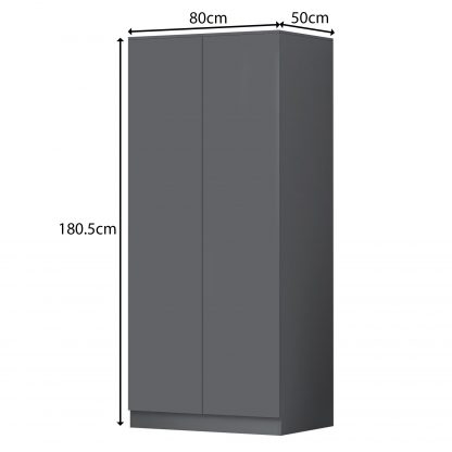 Stora 2 Door Wardrobe - Matt Dark Grey - Image 2