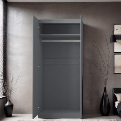 Stora 2 Door Wardrobe - Matt Dark Grey - Image 6