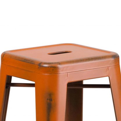 Kai 30" Industrial Tolix Style Bar Stool, Distressed Orange - Set of 4 - Modern Metal Bar Height - Image 6