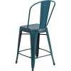 Blake 24" Industrial Style Bar Chair, Blue-Teal - Set of 4 - Modern Metal Counter Height - Image 4