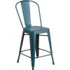 Blake 24" Industrial Style Bar Chair, Blue-Teal - Set of 4 - Modern Metal Counter Height - Image 5