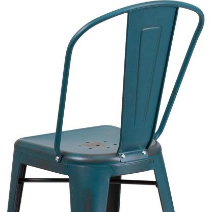 Blake 24" Industrial Style Bar Chair, Blue-Teal - Set of 4 - Modern Metal Counter Height - Image 6