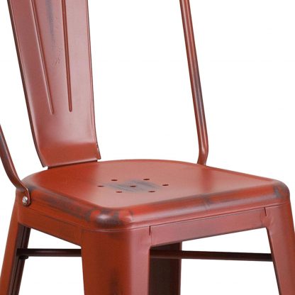 Blake 24" Industrial Tolix Style Bar Chair, Distressed Red - Set of 4 - Modern Metal Counter Height - Image 6