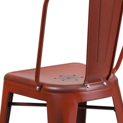 Blake 24" Industrial Tolix Style Bar Chair, Distressed Red - Set of 4 - Modern Metal Counter Height - Image 7