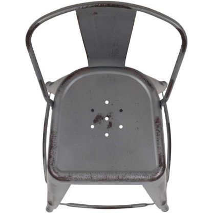 Blake 24" Industrial Tolix Style Bar Chair, Silver Grey - Set of 4 - Modern Metal Counter Height - Image 11