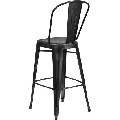 Blake 30" Industrial Tolix Style Bar Chair, Distressed Black - Set of 4 - Modern Metal Bar Height - Image 3