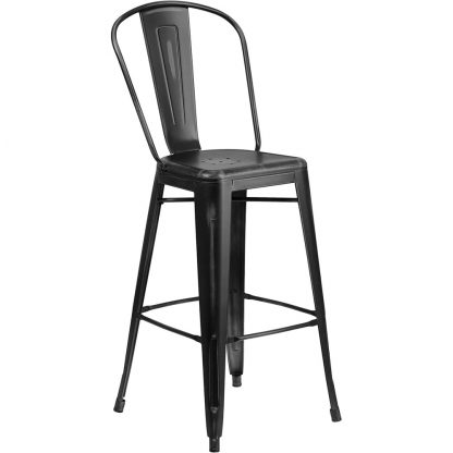 Blake 30" Industrial Tolix Style Bar Chair, Distressed Black - Set of 4 - Modern Metal Bar Height - Image 4