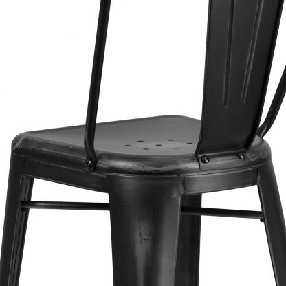 Blake 30" Industrial Tolix Style Bar Chair, Distressed Black - Set of 4 - Modern Metal Bar Height - Image 6