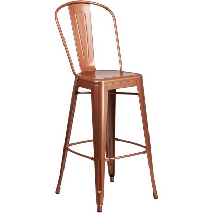 Blake 30" Industrial Tolix Style Bar Chair, Copper - Set of 4 - Modern Metal Bar Height - Image 3