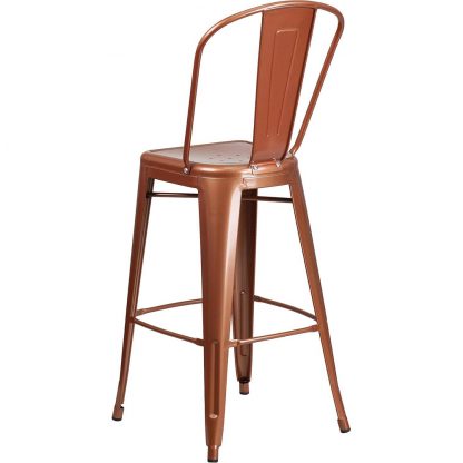 Blake 30" Industrial Tolix Style Bar Chair, Copper - Set of 4 - Modern Metal Bar Height - Image 4