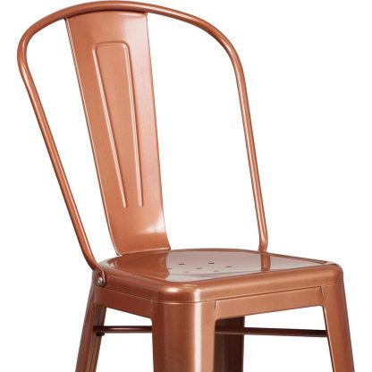 Blake 30" Industrial Tolix Style Bar Chair, Copper - Set of 4 - Modern Metal Bar Height - Image 5