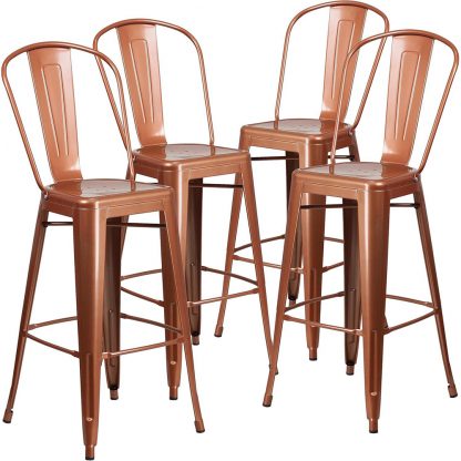 Blake 30" Industrial Tolix Style Bar Chair, Copper - Set of 4 - Modern Metal Bar Height - Image 6